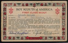 First Class Scout certificate